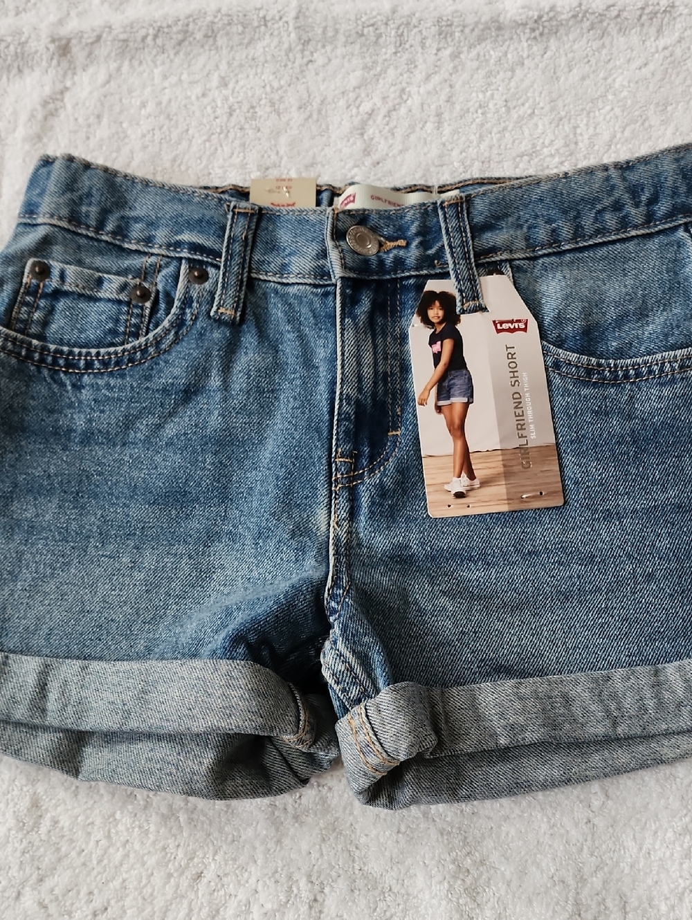 Levi's Girls Girlfriend Blue Denim Shorts Size 12 New